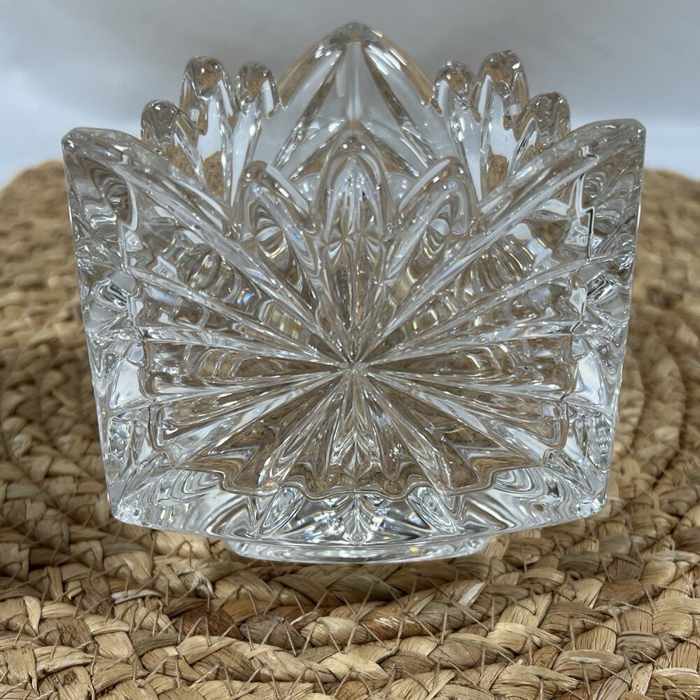 Vintage Mikasa Crystal Fire Blossom Triangle Votive Candle 2 Holders Triangular - Picture 6 of 12
